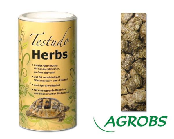 Agrobs TESTUDO Herbs 500 g – Rohfaserreiches Schildkrötenfutter aus über 60 Wiesengräsern und -kräutern