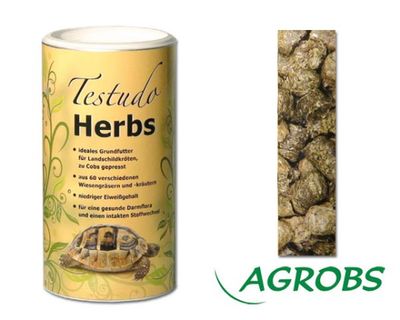Agrobs TESTUDO Herbs 500 g – Rohfaserreiches Schildkrötenfutter aus über 60 Wiesengräsern und -kräutern