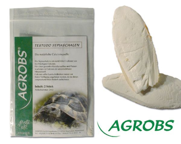 Agrobs TESTUDO Sepiaschalen 2 Stück – Natürliche Calciumquelle für Landschildkröten, Reptilien