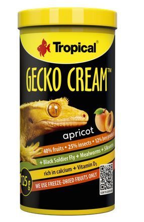 Tropical Gecko Cream Aprikose 250 ml – Vollwertiges Pulverfutter für Kronengeckos &amp; fruchtfressende Reptilien