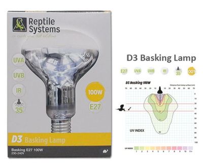 Reptile Systems D3 UV Basking Lamp 100 W E27 – UVA, UVB und Wärme für Terrarien