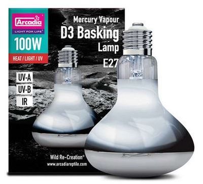 Arcadia 2nd Gen. UV Basking Lamp 100 W – Hochleistungs-D3-Lampe für Reptilien