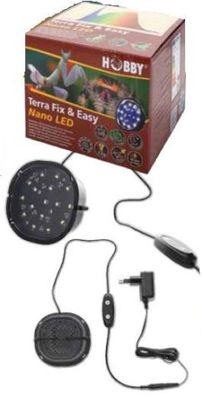 Terra Fix und Easy Nano LED HOBBY – kompakte LED-Beleuchtung mit Dimmer und Nachtmodus für kleine Terrarien