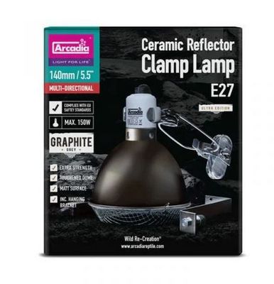 Arcadia Clamp Lamp E27 140 mm Graphite-Grau – Keramik-Klemmleuchte bis 150 W, dimmbar