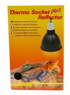Thermo Socket + Reflektor klein schwarz – E27 Porzellanfassung mit Stahlreflektor und Schutzgitter