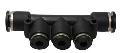 Dreifach-Durchgangsverteiler 2x 8 mm auf 3x 4 mm – Kunststoff-Steckverbinder für Druckschläuche