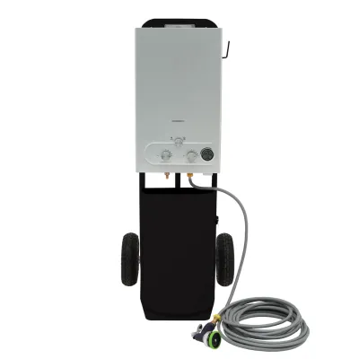 Tragbare Deluxe Pferdedusche Schwarz – Mobiles Pferde-Duschsystem mit 36 kW Boiler und 10 m Schlauch