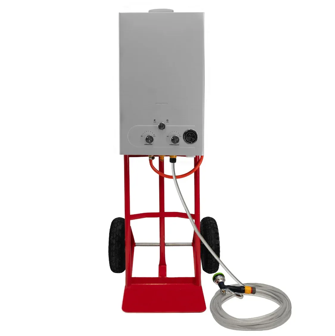 Tragbare Pferdedusche 18L – Mobiles Pferde-Duschsystem mit 36 kW Gasboiler und 10 m Schlauch