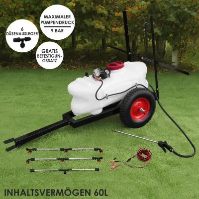 60L Sprühgerät Anhänger 12V – Robuster Pflanzensprüher mit 9 Bar Pumpendruck