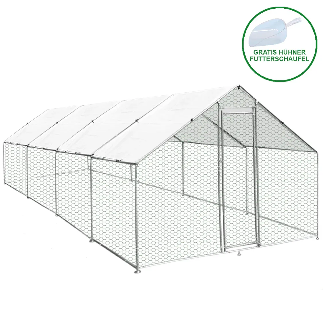 Hühnerstall Freilauf 4x8x2m mit verzinktem Stahlrahmen &amp; gratis UV-Sonnendächern