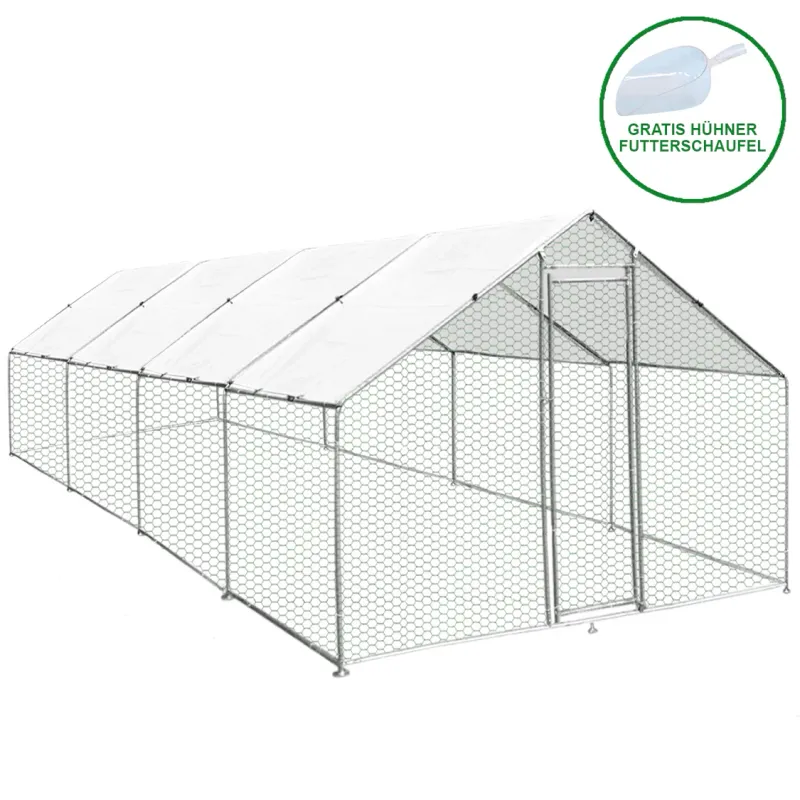Hühnerstall Freilauf 4x8x2m mit verzinktem Stahlrahmen &amp; gratis UV-Sonnendächern
