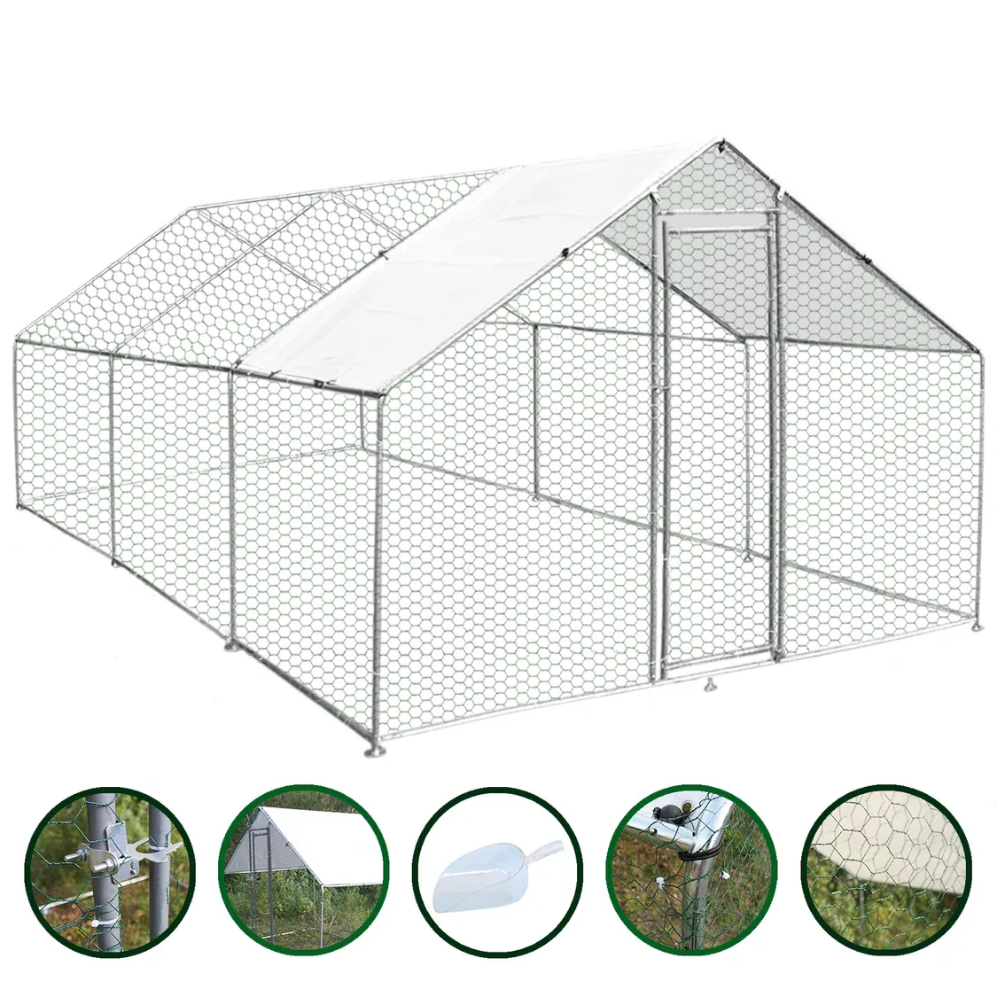 Hühnerstall Freilauf 4x6x2m mit verzinktem Stahlrahmen &amp; gratis UV-Sonnendach