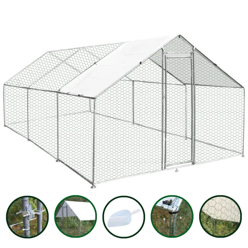 Hühnerstall Freilauf 4x6x2m mit verzinktem Stahlrahmen &amp; gratis UV-Sonnendach