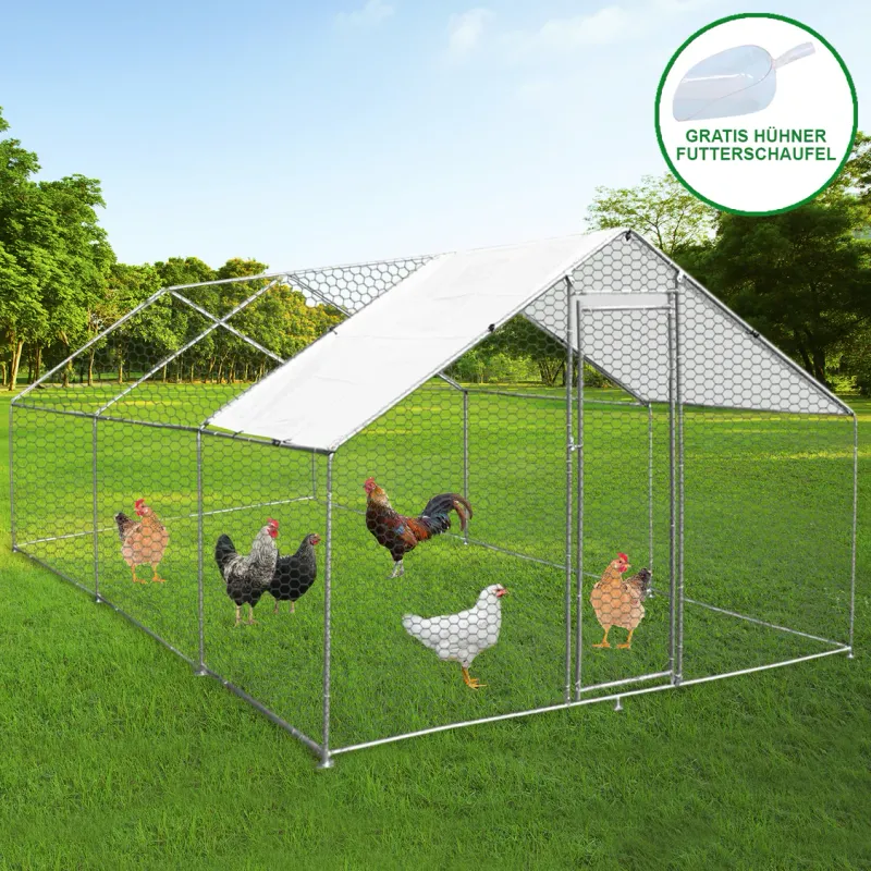 Hühnerstall Freilauf 4x6x2m mit verzinktem Stahlrahmen & gratis UV-Sonnendach