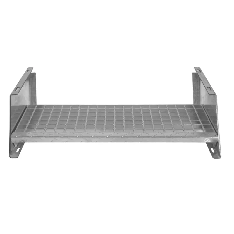 Verzinkte Stahlstufe 90 cm breit, höhenverstellbar, rutschfest mit Befestigungsset