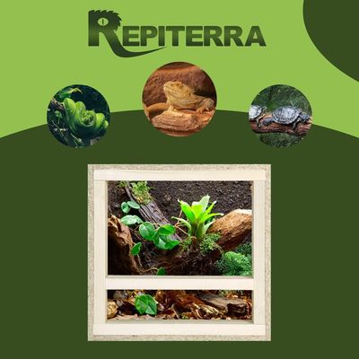 Terrarium 40x40x40 cm mit Seitenbelüftung, OSB-Holz, Glas-Schiebetüren