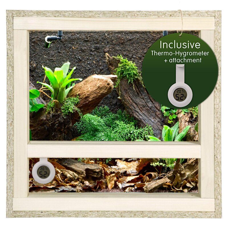 Terrarium 40x40x40 cm mit Seitenbelüftung, OSB-Holz, Glas-Schiebetüren