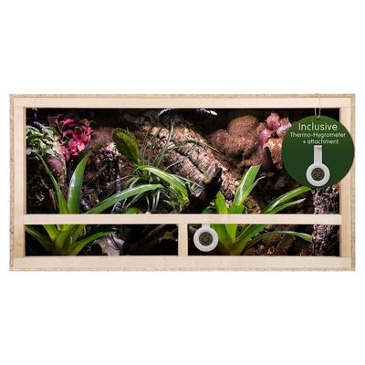 Terrarium 100x60x50 cm mit Seitenbelüftung, OSB-Holz, vormontierte Glasfront
