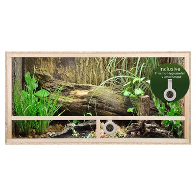 Terrarium 120x60x60 cm mit Seitenbelüftung, OSB-Holz, vormontierte Glasfront