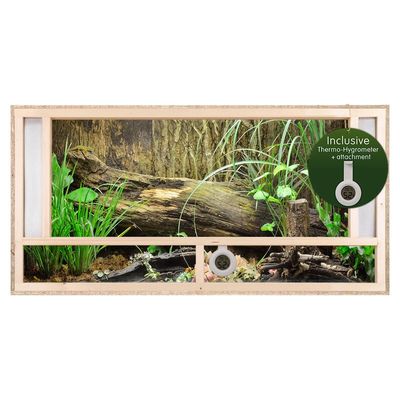 Terrarium 120x60x60 cm mit Frontbelüftung, OSB-Holz, vormontierte Glasfront