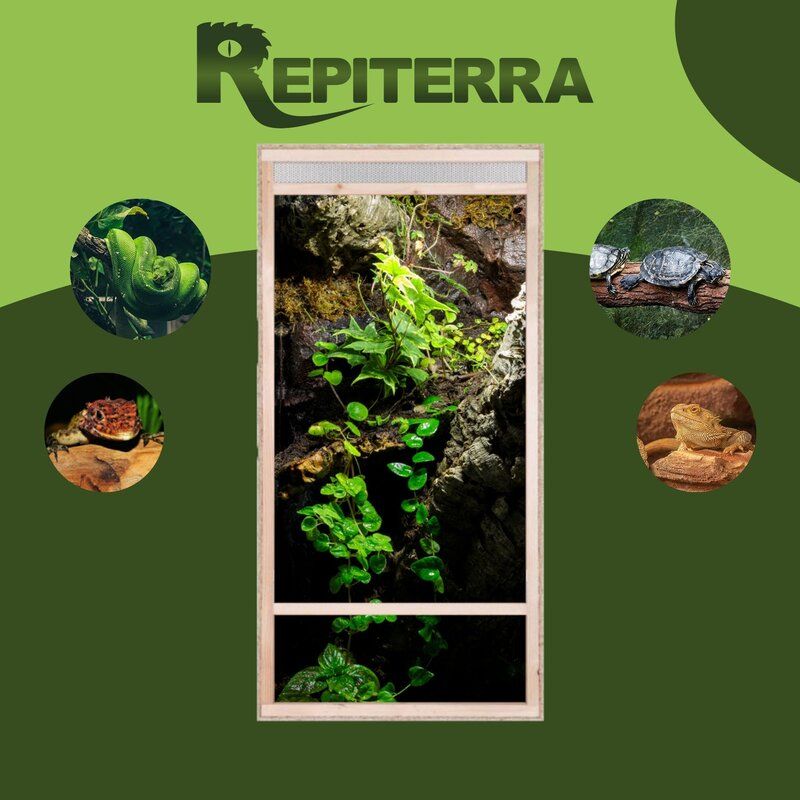 Hochterrarium 60x120x60 cm mit Frontbelüftung, OSB-Holz, vormontierte Glasfront