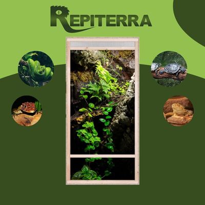 Hochterrarium 60x120x60 cm mit Frontbelüftung, OSB-Holz, vormontierte Glasfront