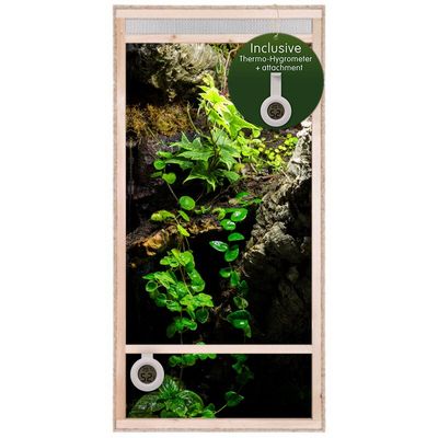 Hochterrarium 60x120x60 cm mit Frontbelüftung, OSB-Holz, vormontierte Glasfront