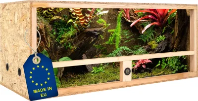 Holz Terrarium 100x50x50 cm mit Seitenbelüftung &amp; integriertem Hygrometer, OSB-3