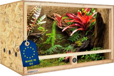 Holz Terrarium 120x60x60 cm mit Seitenbelüftung &amp; integriertem Hygrometer, OSB-3