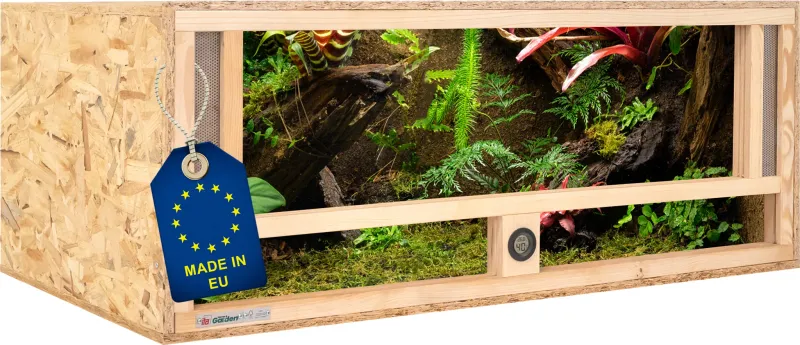 Holz Terrarium 100x50x40 cm mit Frontbelüftung &amp; integriertem Hygrometer, OSB-3