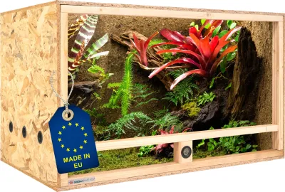Holz Terrarium 100x60x60 cm mit Seitenbelüftung &amp; integriertem Hygrometer, OSB-3
