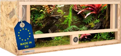 Holz Terrarium 100x40x40 cm mit Frontbelüftung &amp; integriertem Hygrometer, OSB-3