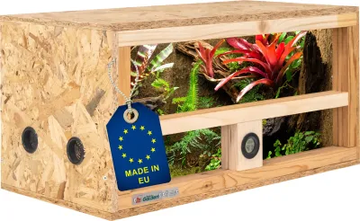 Mini Terrarium 60x30x30 cm mit Seitenbelüftung &amp; integriertem Hygrometer, OSB-3