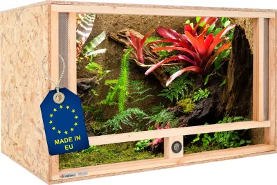 Holz Terrarium 100x60x60 cm mit Frontbelüftung &amp; integriertem Hygrometer, OSB-3