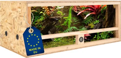 Holz Terrarium 100x50x40 cm mit Seitenbelüftung &amp; integriertem Hygrometer, OSB-3