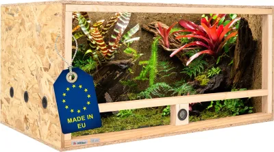 Holz Terrarium 100x60x50 cm mit Seitenbelüftung &amp; integriertem Hygrometer, OSB-3
