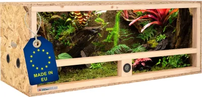 Holz Terrarium 100x40x40 cm mit Seitenbelüftung &amp; integriertem Hygrometer, OSB-3
