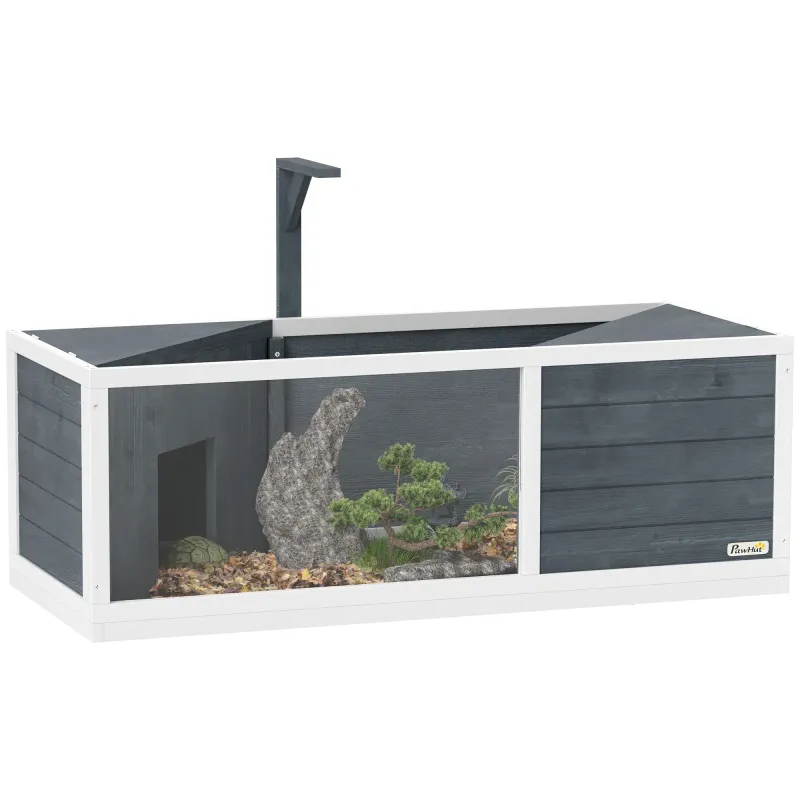 Terrarium für Schildkröten 120x50x40 cm mit transparenter Front, leicht öffnender Oberseite &amp; Lampenvorrichtung
