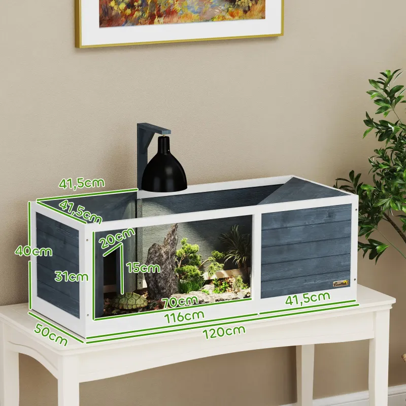Terrarium für Schildkröten 120x50x40 cm mit transparenter Front, leicht öffnender Oberseite & Lampenvorrichtung
