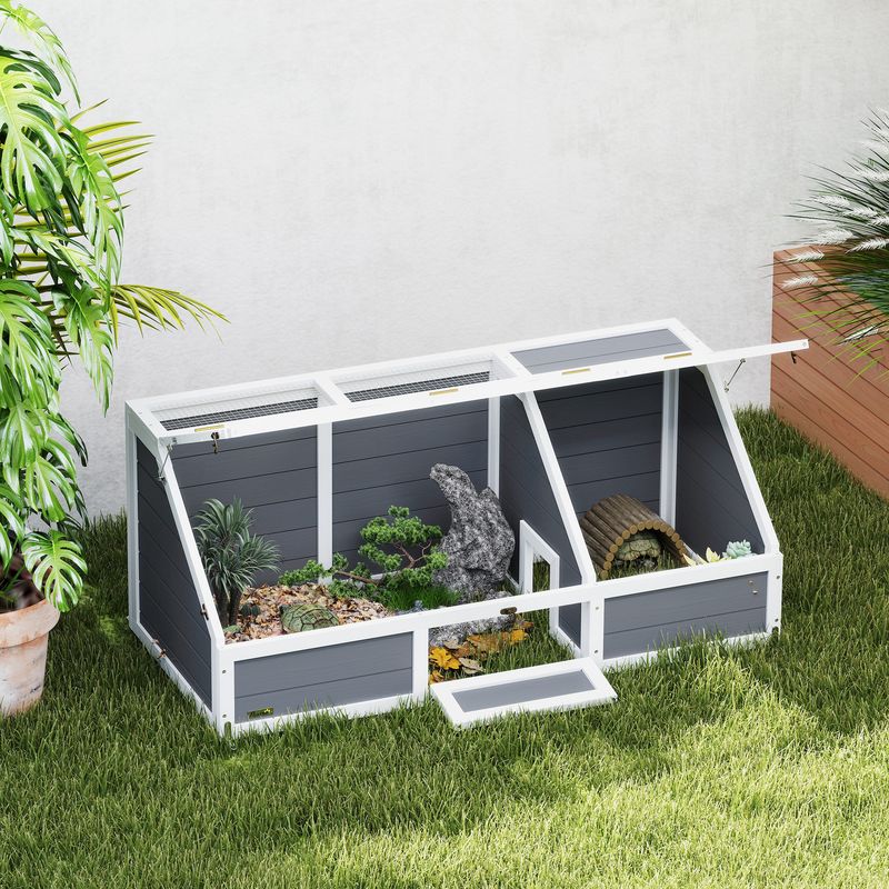 Outdoor Terrarium Schildkrötengehege 120x55x50 cm, bodenloses Design, leicht zu öffnen, Holz & Stahl