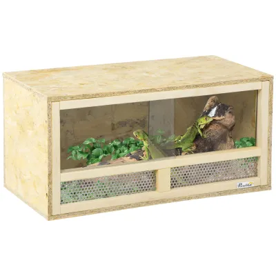 Holz Terrarium 60x29,5x29,5 cm mit Glas-Schiebetüren &amp; Netzpaneel, OSB