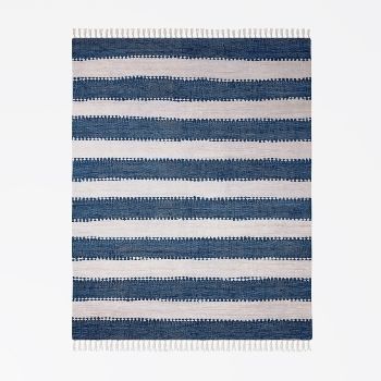 Teppich "Ashram" rechteckig Blau, 110x60 cm, handgewebt, robust und nachhaltig