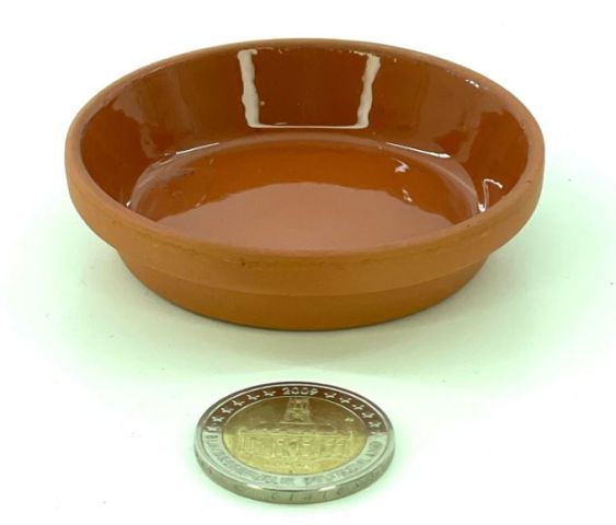 Futterschale aus gebranntem Ton, glasiert, 6.9 x 1.7 cm, Ø 6 cm innen