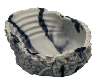 Trinkschale L 20 x 16 x 5 cm 550 ml – Marmorierte Optik, mit Stufen, ideal für Amphibien &amp; Reptilien