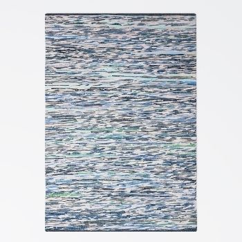 Teppich &quot;Ashraf&quot; Grau/Blau Mix – 150x80 cm, Handgewebt, Upcycled Cotton, Chindi
