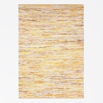 Teppich &quot;Ashraf&quot; Gelb Mix – 150x80 cm, Handgewebt, Upcycled Cotton, Chindi