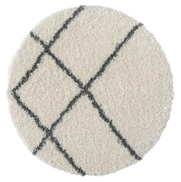 Teppich &quot;My Shaggy Raute&quot; Creme – Rund, 120x120 cm, Flauschig