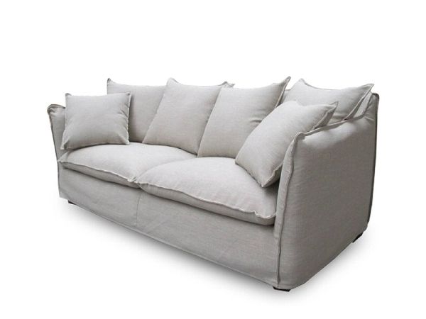 3-Sitzer Sofa "Aruba" – Leinen, Kiefernholz, Gummiholz, robust