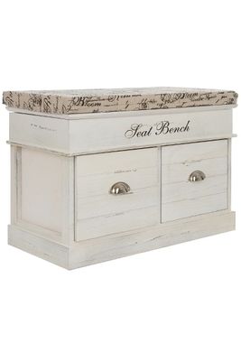 Sitzbank "Arne" – Shabby Chic, Antik Grau, 2 Schubladen, Holz, Gepolstert Sitzbank "Arne" – Shabby Chic, Antik Grau, 2 Schubladen, Holz, Gepolstert