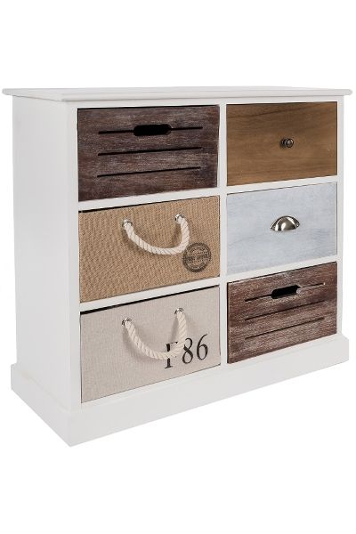 Kommode Eliza – 6 Schubladen, FSC®, Landhausstil, Paulownia Holz